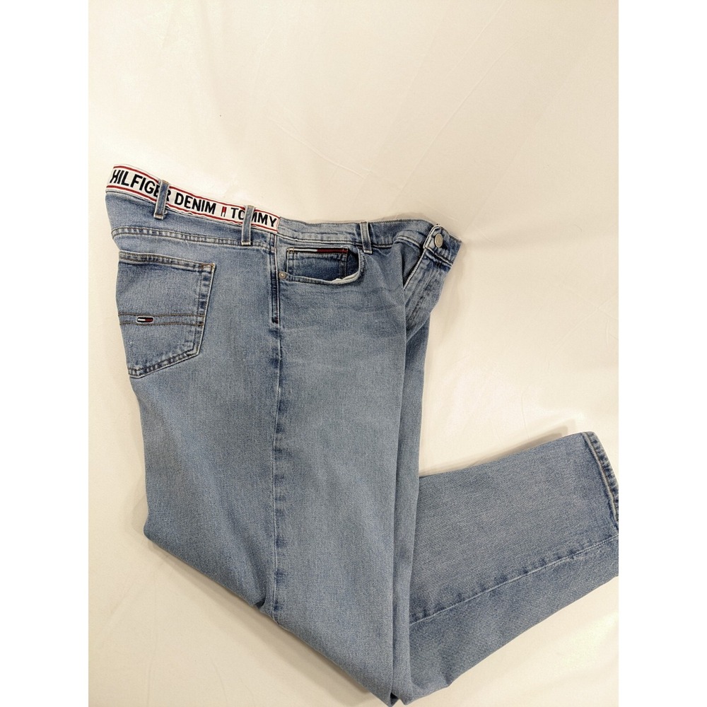Vintage Tommy Jeans Mens 40 x‎ 29 Tommy Spelled Out Light Wash Tapered Leg